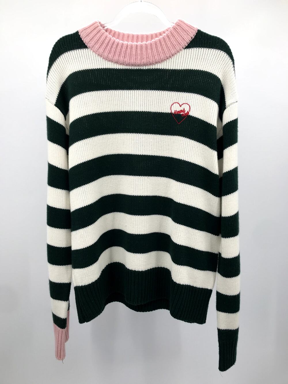 Mixxmix Heart Club Striped Chunky Knit Sweater Womens One Size